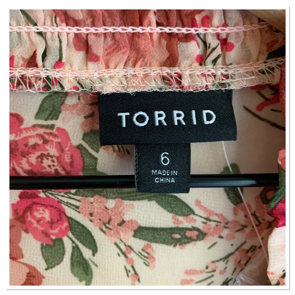 Torrid Chiffon Smocked Mock Neck Blouse Long Sleeve Pink Mauve Size 6X New - Picture 7 of 11